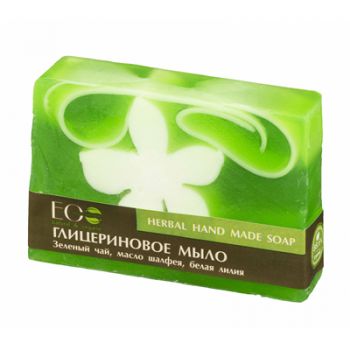 Naturalne mydło glicerynowe - ręcznie robione – ziołowe – gliceryna naturalna, zielona herbata, olej z szałwii, biała lilia - EO LAB
